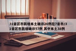 31省区市新增本土确诊26例在7省市/31省区市新增确诊57例 其中本土38例